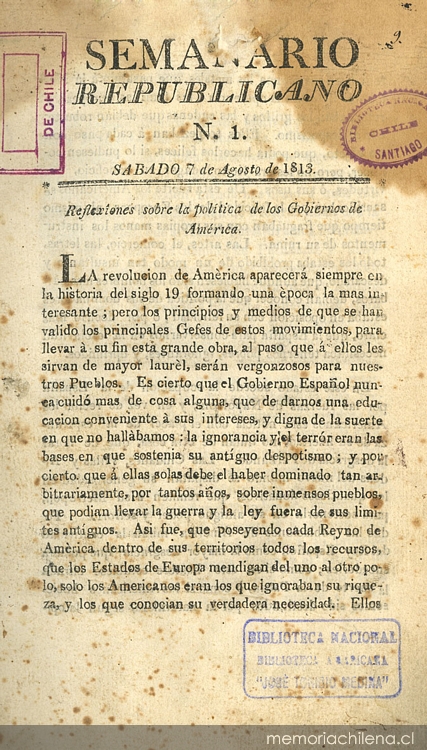 											Ver Núm. 2 (1813): Tomo II. Sábado 6 de Noviembre
										